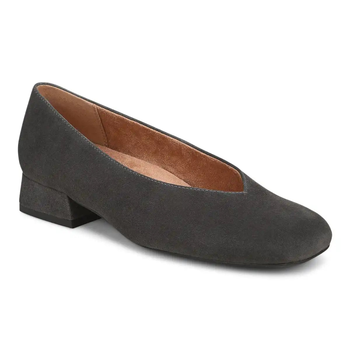 Petra Heeled Ballet Flat Grunge Grey Suede